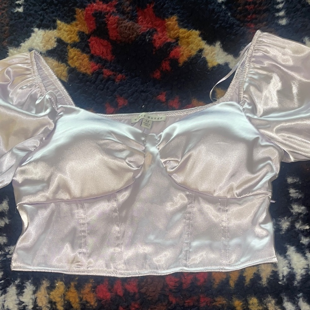 Light purple silk crop top